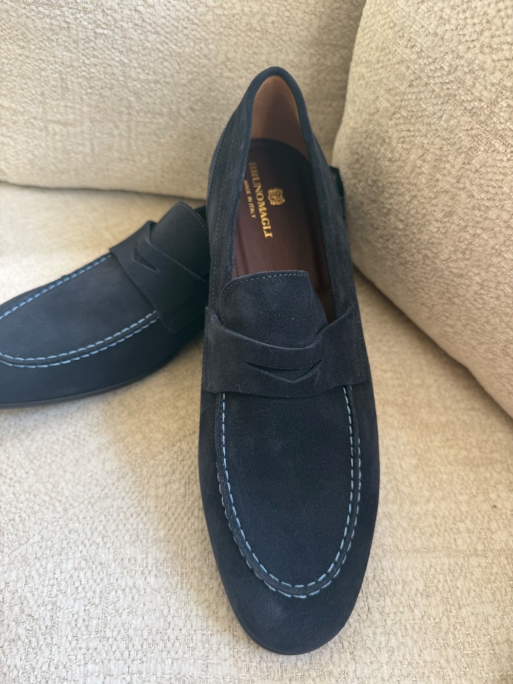 Brunomagli blue suede mens loafer size 11 1/2